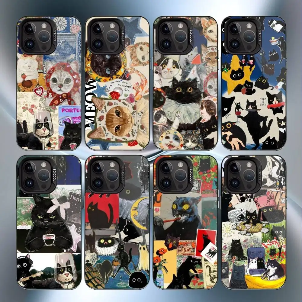 

Cute and funny cat collage Phone Case For iPhone17,16,15,14,13,12,11 Plus,Pro Max Black Candy Matte Shockproof Cover
