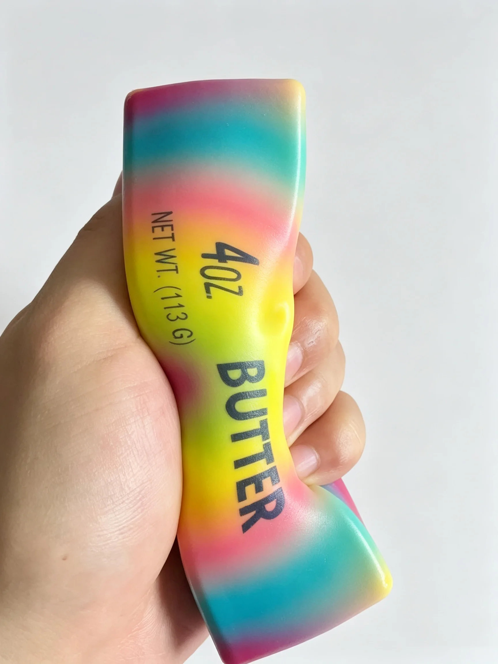 1/2/3 Stück Regenbogen-Butterstab Squishy Spielzeug, langsam aufsteigendes künstliches Lebensmittel-Sensorik-Quetschspielzeug, Angstlinderungsgeschenk für alle Altersgruppen