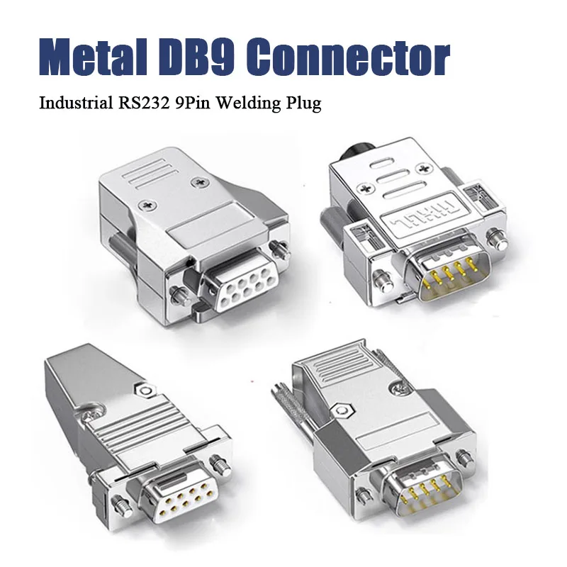 DB9 Male Female Soldering Connector 9-pin RS232/485 Serial Port Plug Industrial DB9 COM D-SUB 9Pin Welding Terminal Adapter