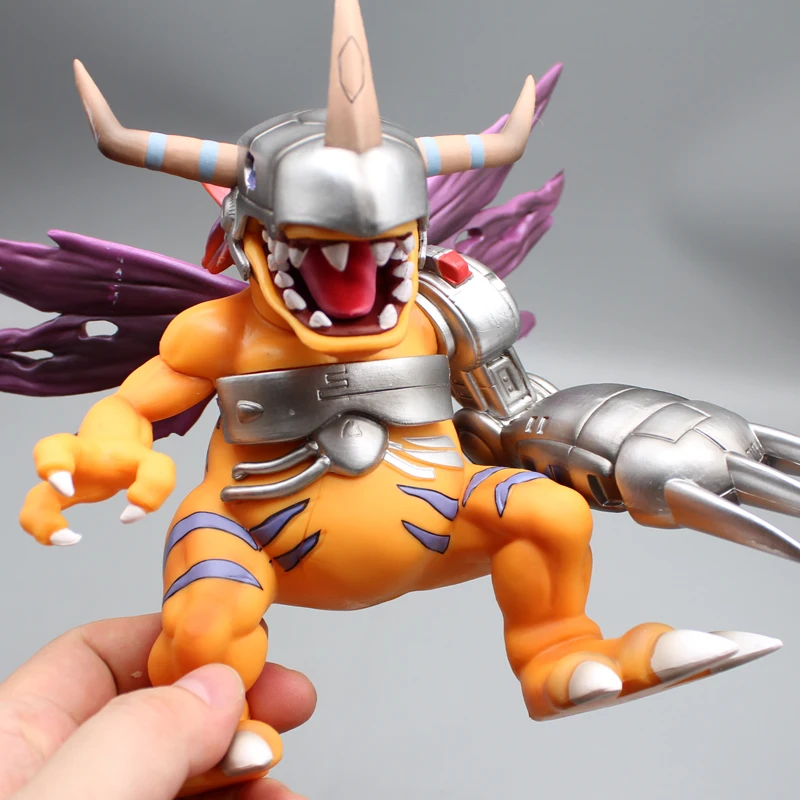 Digimon Adventure-figura DE ACCIÓN DE Greymon para niños, 19cm de Metal de juguete, decoración de habitación Yagami Taichi, regalo de cumpleaños