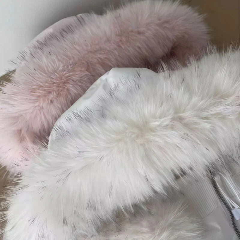 Ladies Short Cropped Winter Padded Jacket Big Faux Fur Trim Hood Zip Up Warm Bubble Coat Women Outerwear