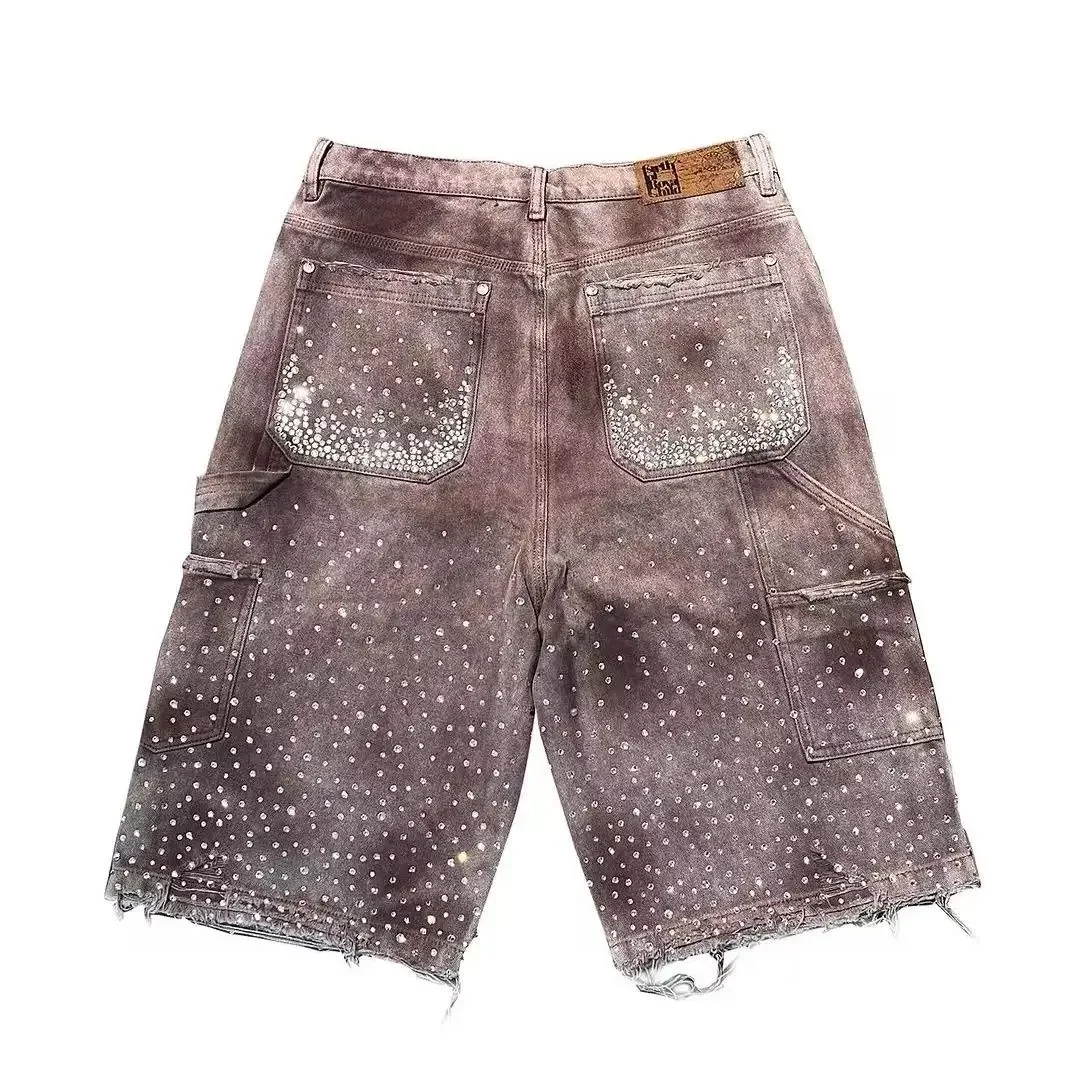 New Arrival Street Washed Ripped Denim Shorts Men Women Straight High Waist Casual Summer Beach Loose Fit Vintage Jean Shorts