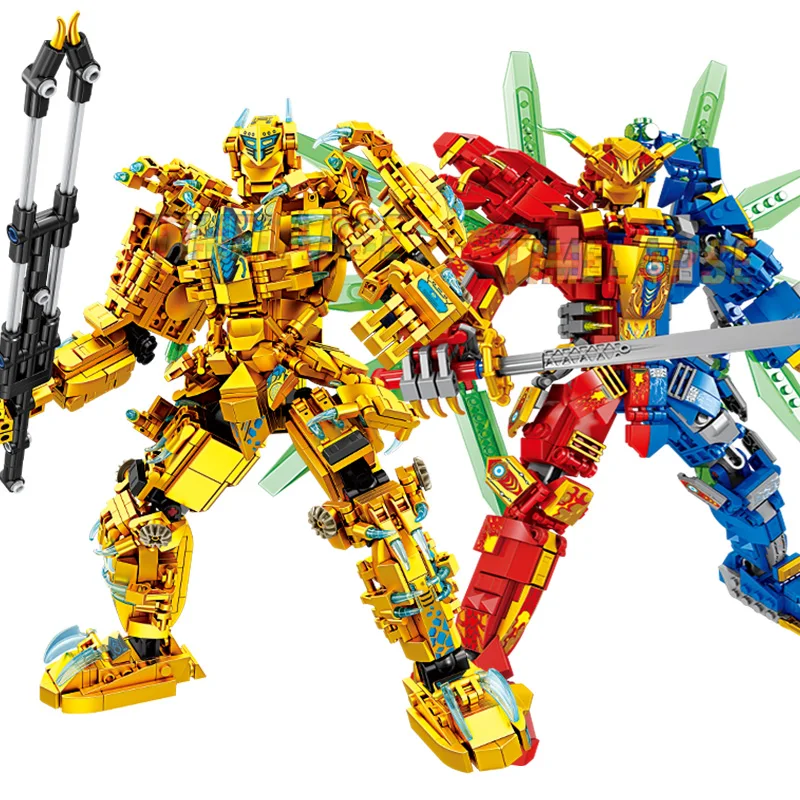 3in1 Warrior Mechanical Golden X Titans Mechas Chariot Dragons Season 15 Building Blocks Classic Model Sets Bricks Kids Kits