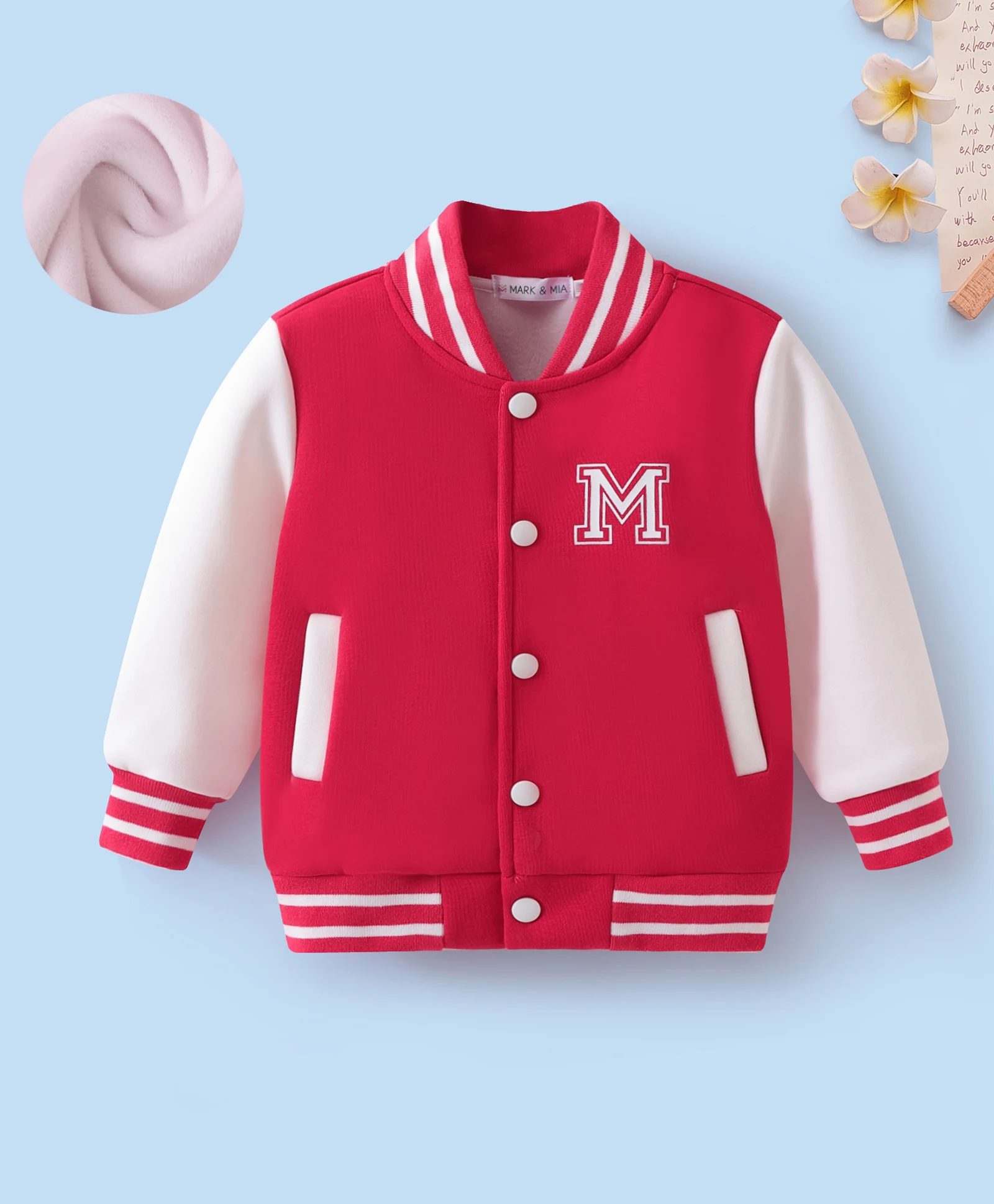 Boys' M Fleece Jacket Spring/Autumn New Kids' Fashion Casual Baseball Jacket for Boys Ideal for Daily Outings and School Wear