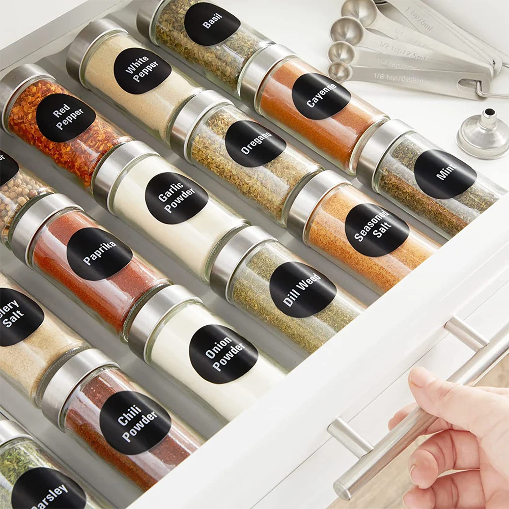 8Pcs/Set 24.5*13cm Kitchen Spice Bottle Stickers,Spice Can Labels,Food Storage Room Stickers,For Kitchen Classification