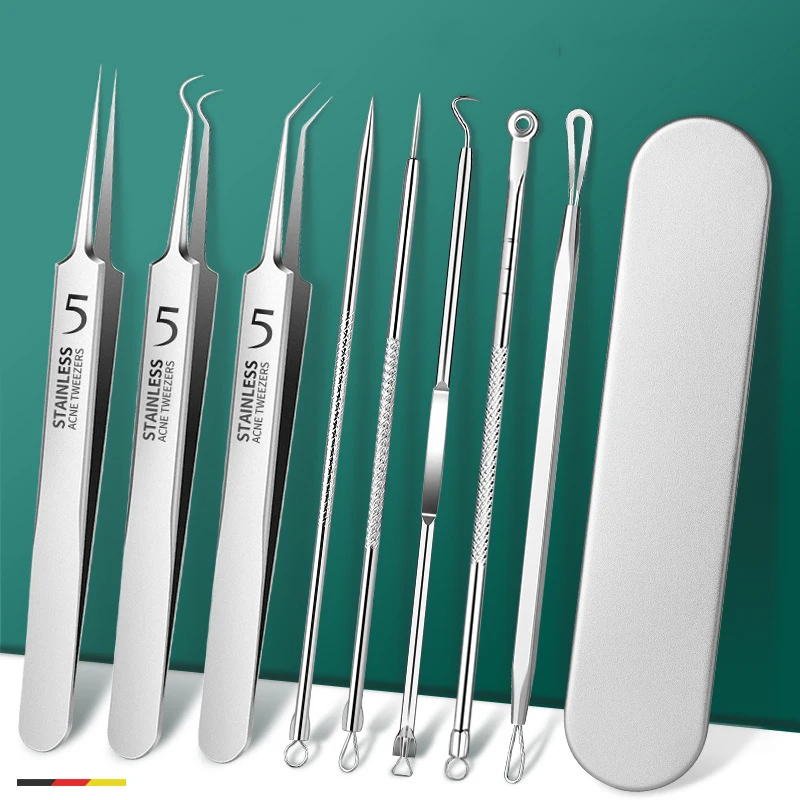 Sebum Removal Blackhead Remover Squeeze Acne Needle Cell Pimples Blackhead Clip Tweezers Set Beauty Face Skin Care Tool