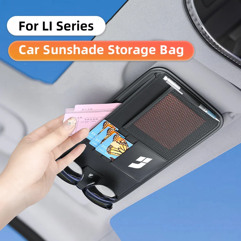 Car Sun Visor Organizer Storage For Lixiang LEADING IDEAL L6 L7 L8 L9 ONE MEGA Sunshade Card Holder Sunglasses Clip Stowing Tidy