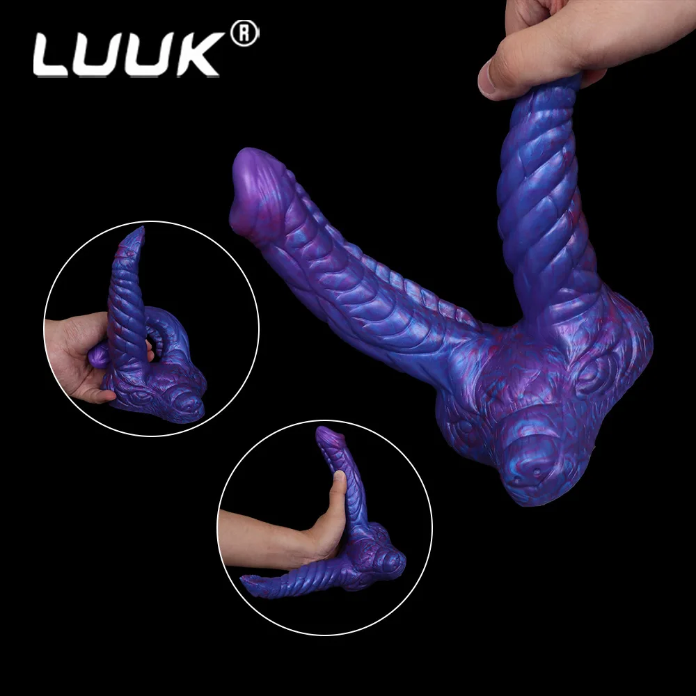 

Double headed penis silicone female soft colored false penis with irregular anal plug dual-purpose adult sexual masturbator