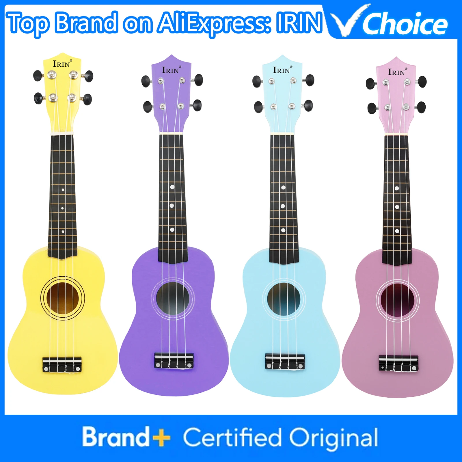 

IRIN Ukulele 21-inch Colorful Basswood Ukulele Beginner Practice Soprano Hawaiian Four String Guitar Stringed Instruments