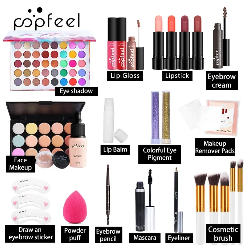 Best-Selling Popfeel Makeup Kit Full Set All In One Eyeshadow Eyeliner Powder Lips Concealer Luxe Sets Gifts for Women Cosmetics