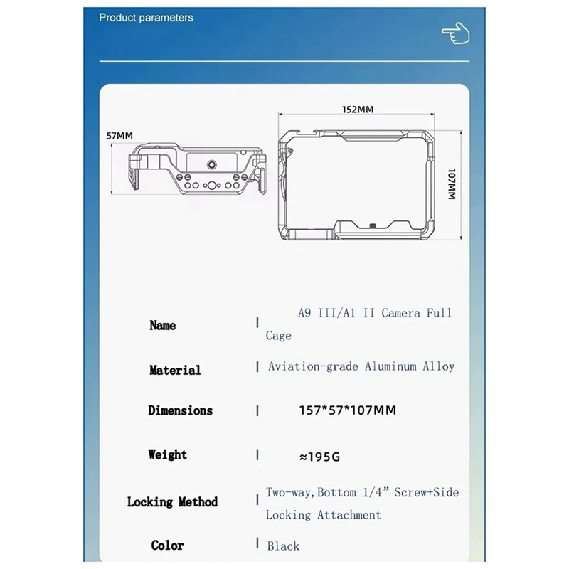 소니 A9III A1 II 카메라 케이지, 마이크로 싱글 사진 풀 케이지, SLR 카메라 사진 확장 Frame-AD03