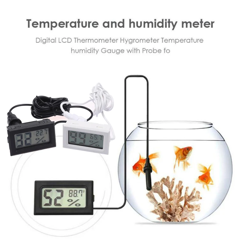 1Pc Digital LCD Thermometer Hygrometer Temperature Humidity Gauge with Probe