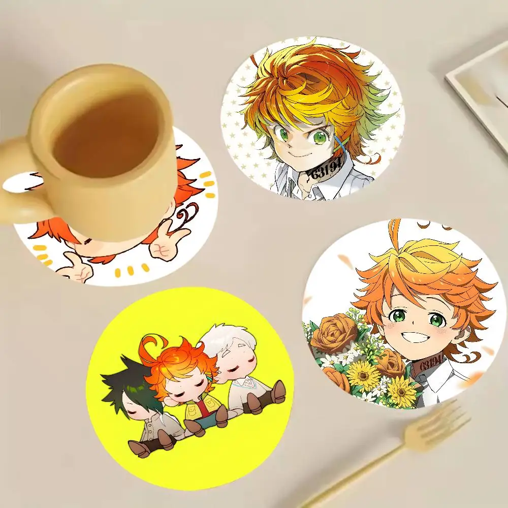 t-the promised neverland E-Emma Round Wooden Coaster Decorative Coffee Cup for Use in Coffee Shops Bars