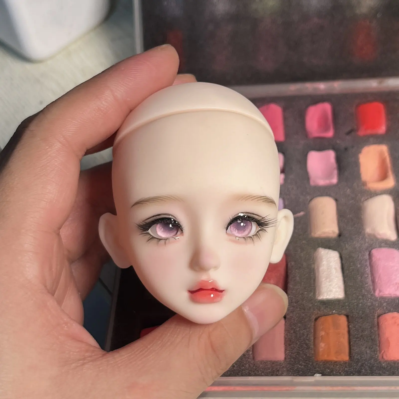 In Stock Hand Painted 1/6 Bjd Doll Head Finished Makeup Mjd Replacement Head, Removable Eyeballs Doll Parts
