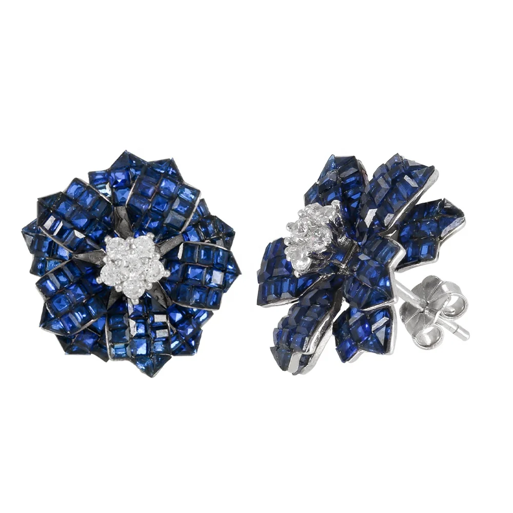 

Flower Invisible Cushion Clip Custom 925 Sterling Silver Flower Stud Earring