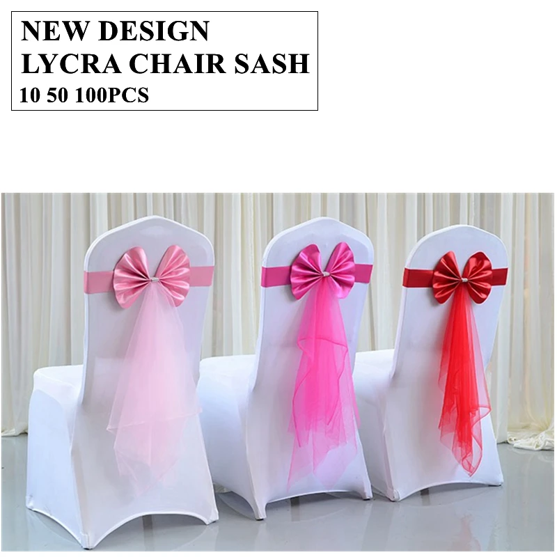 

New Design Wedding Banquet Stretch Chair Sash Tie Bow Lycra Spandex Band For Chair Cover Decoration