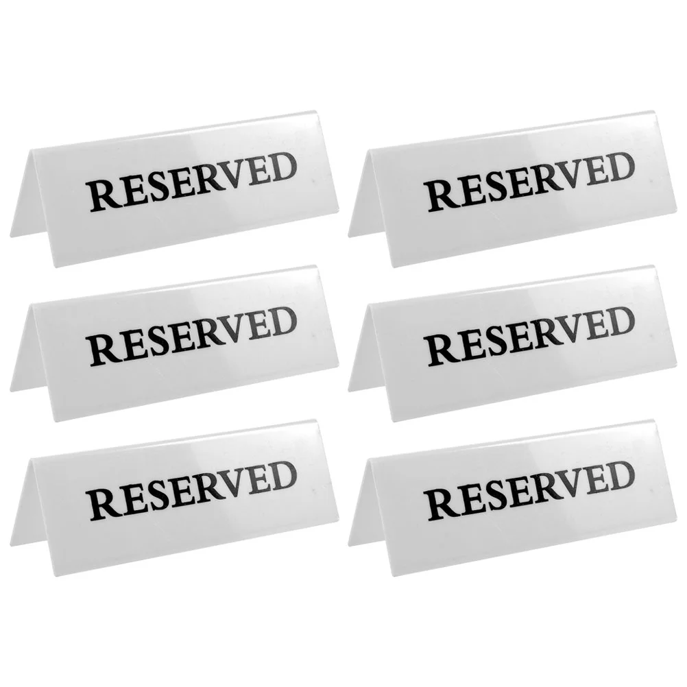 6 Pcs Reservation Acrylic Inverted Triangle Hotel Restaurant Table Setting Reminder Sign Signs Reserved for Events