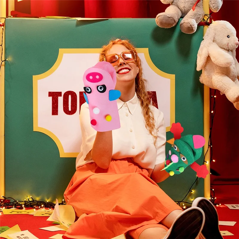 AS96-Handpop Making Kit Maken van handwerkvilt voor kinderen Maak je eigen sokpop