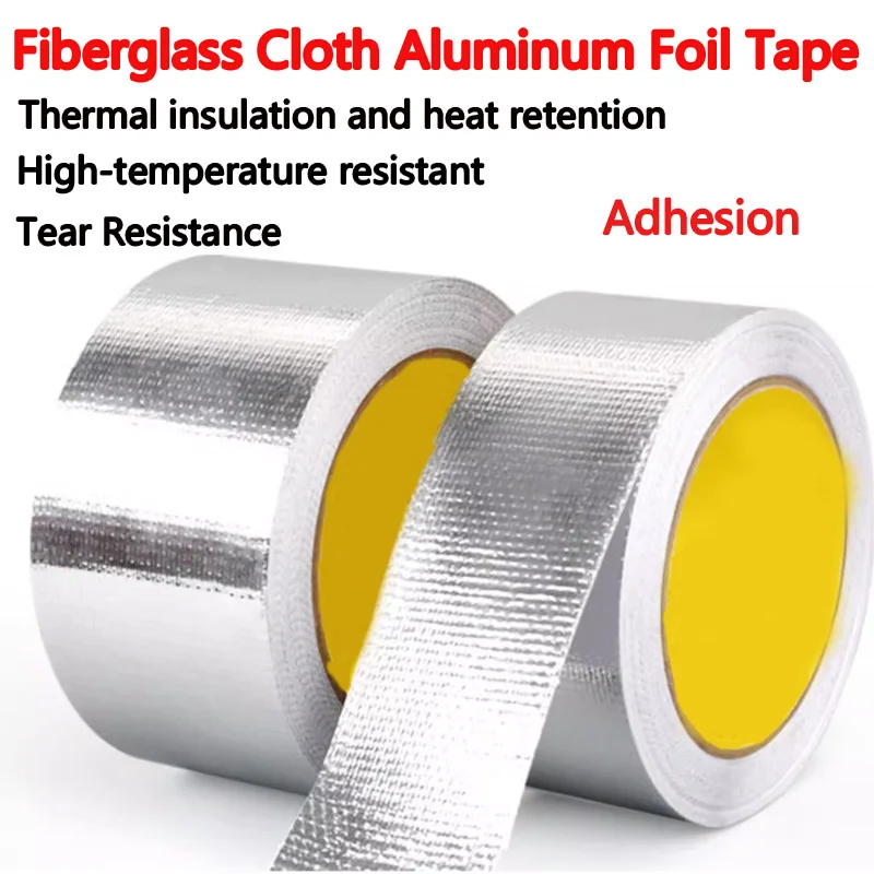 

Thick Fiberglass Aluminum Foil Tape, High-Temperature Resistant, Sun-Resistant, Suitable for Water Heaters, Range Hoods, and Sto