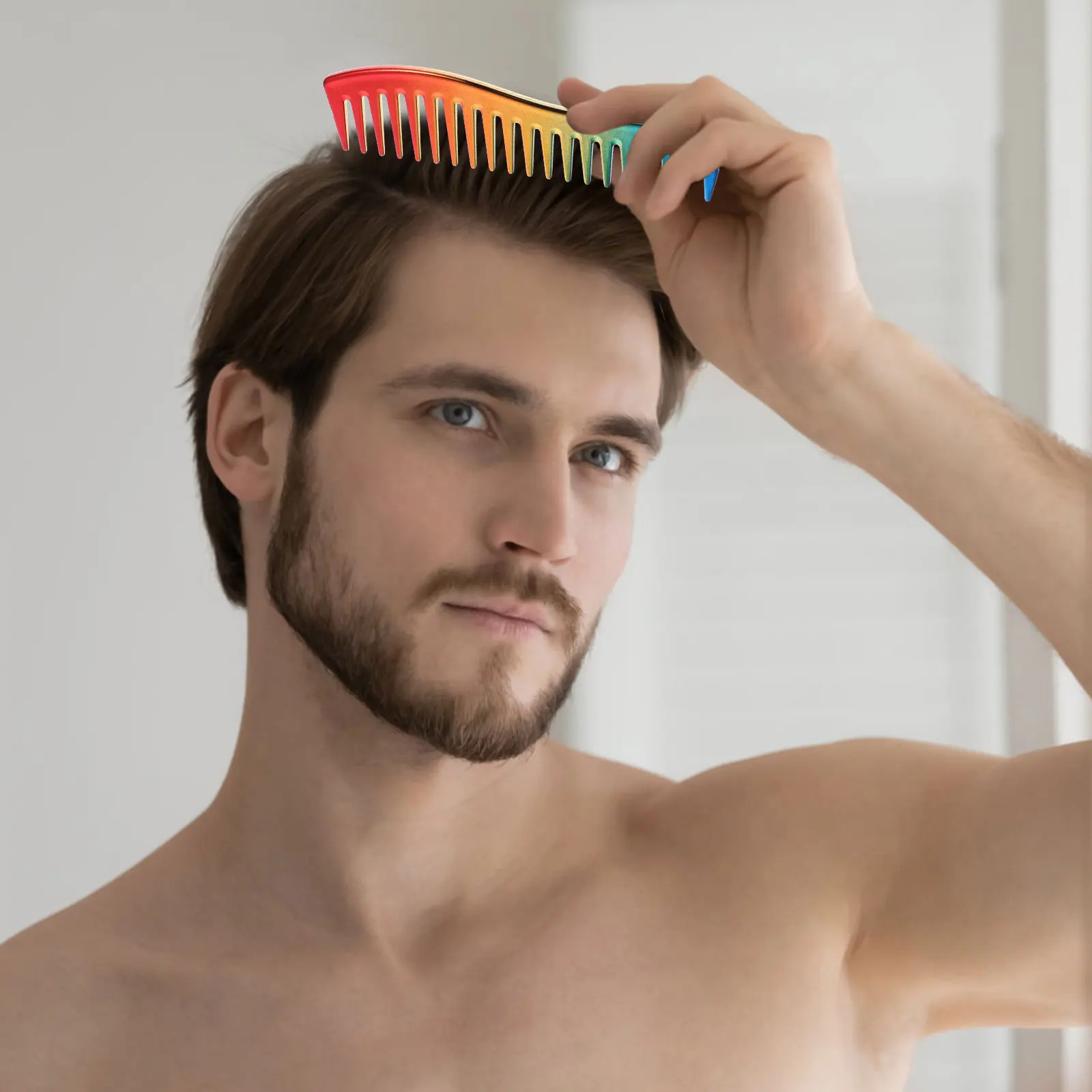

Hair Comb for Men Wide Tooth Design Safe Wet Dry Hair Travel Size Premium Material Non Damage Scalp Protection