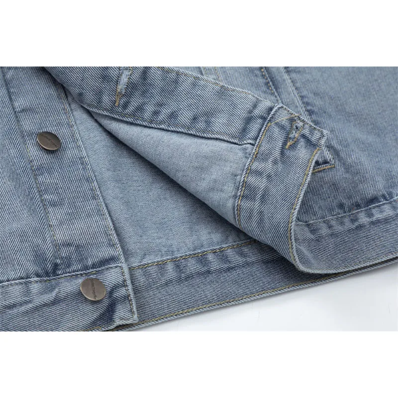 Giacca di Jeans con lettera stampata Vintage capispalla da donna cappotto Unisex monopetto allentato High Street nuovi cappotti di Jeans primavera