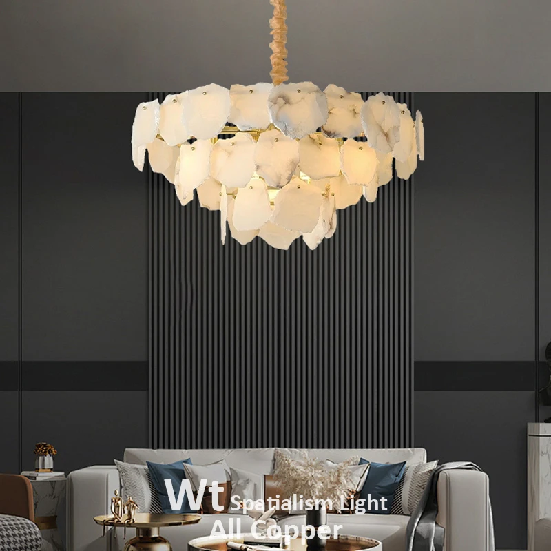 Copper Marble Chandelier For Living Room Bedroom Kitchen Dining Room Villa Decorate Modern Luxury Gold Lamp Design Pendant Light