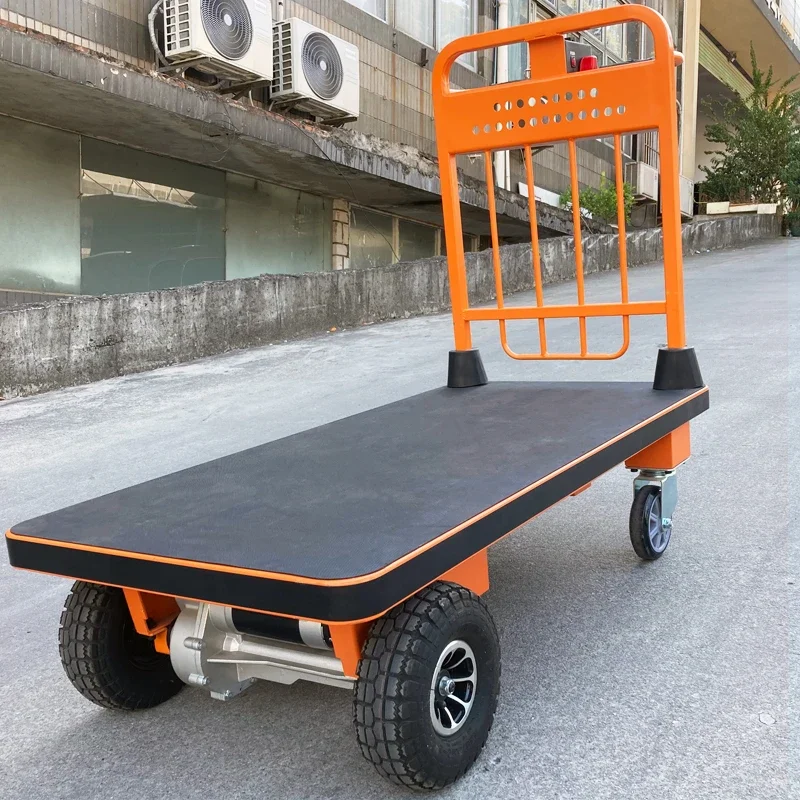 NK-102 Large Capacity Four-Wheel Electric Hand Trolley Cart Stainless Electric Power Trolley for Efficient Cargo Transport