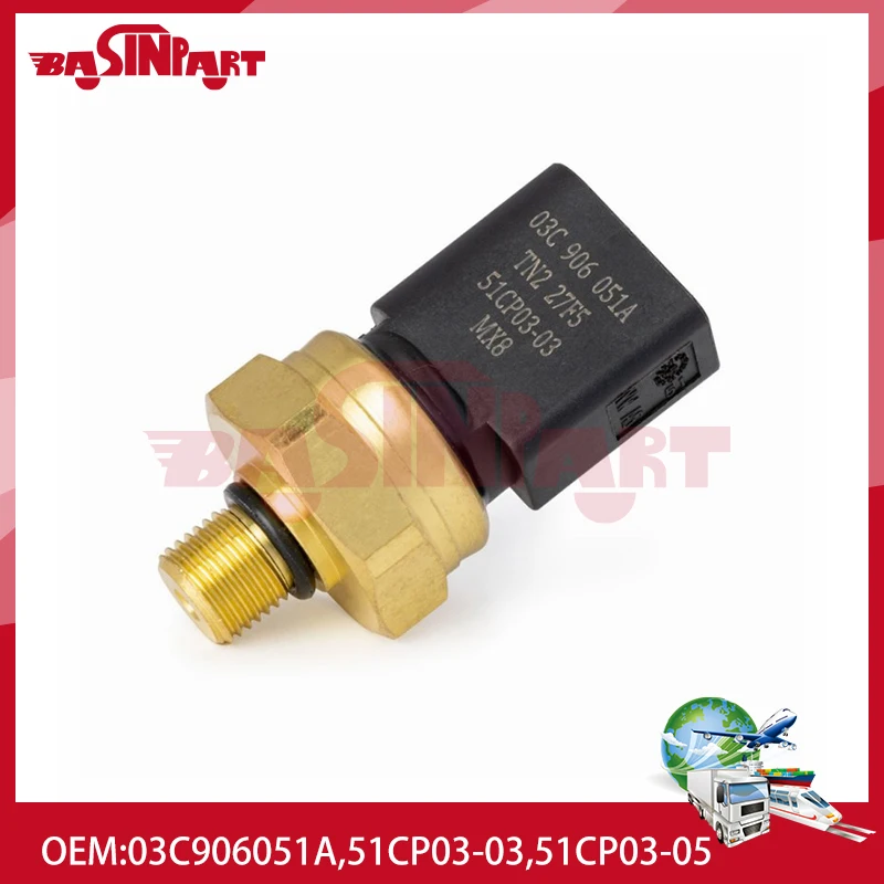 03C906051A Fuel Injection Pressure Sensor Sender For Volkswagen VW CC Passat 3.6L V6 Seat Skoda Petrol Audi A8