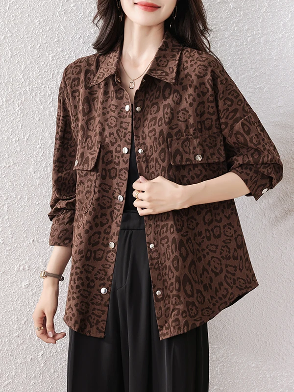 Abrigo irt informal largo Sve para mujer, estampado de leopardo, Irregular, resistente al agua, otoño, nuevo Sle, fibra de poliéster, longitud Regular