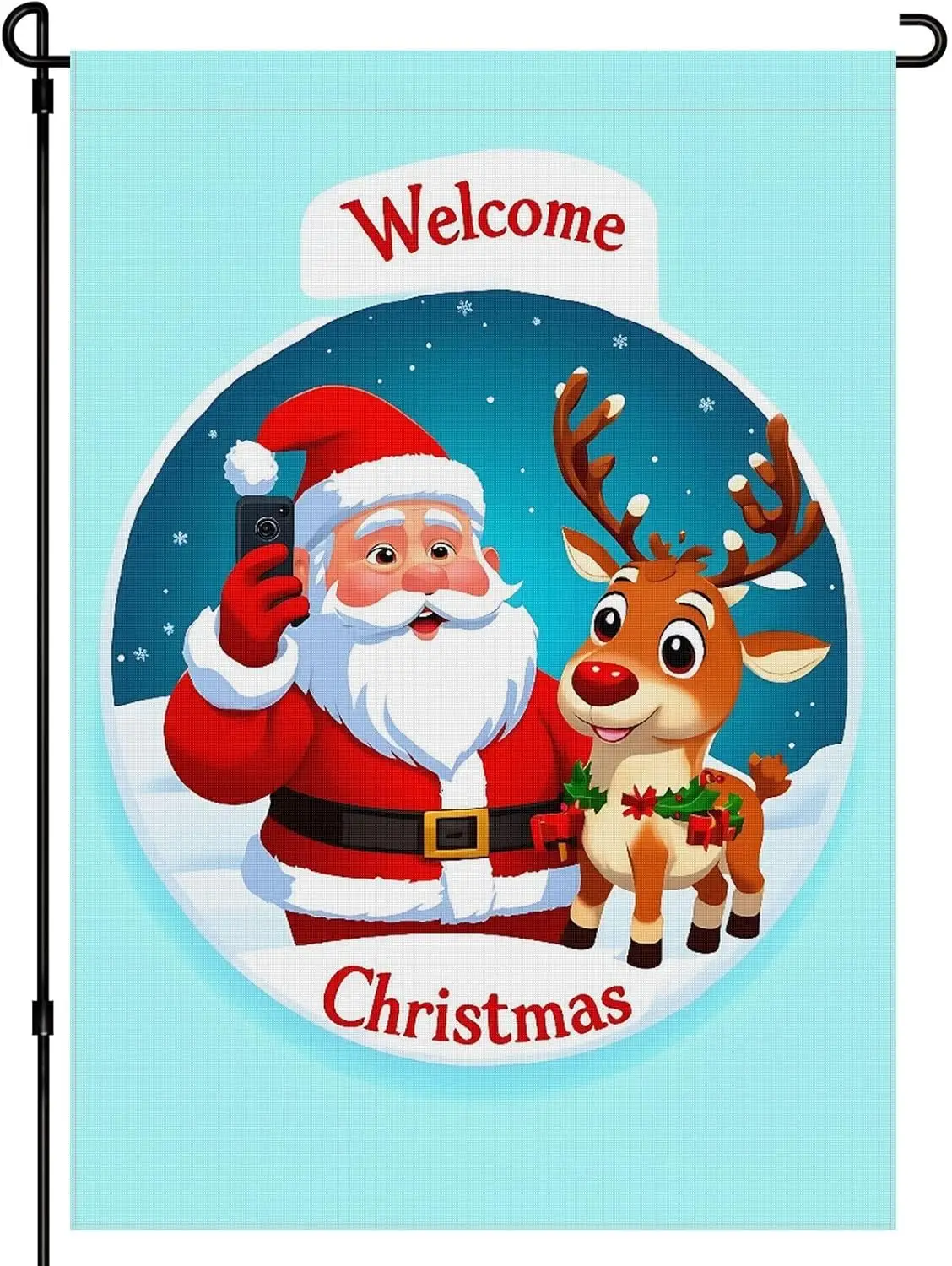 Durable Merry Christmas Outdoor Garden Flag 28x40in - Double Side Christmas Character House Flag Versatile Deer Comic Style Cart