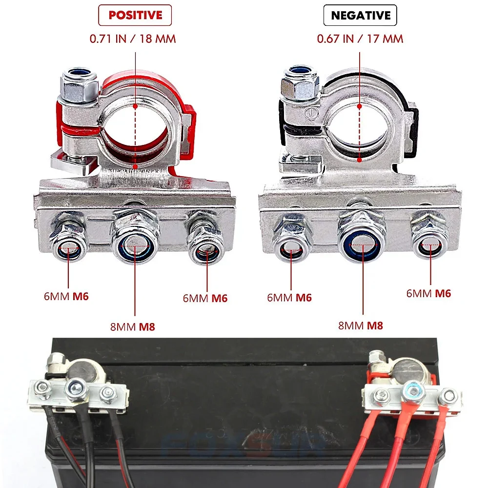 1 Pair Car Top Post Battery Terminal 12V 24V Cable Clamp Terminal Connectors for Auto Caravan Boat Motorcycle Car