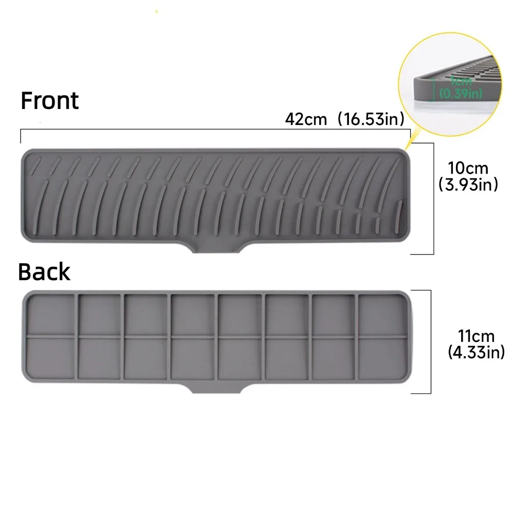 Silicone Sink Splash Guard Anti-spray Multipurpose Faucet Splash Pad Foldable with 5°Incline Slope Water Retaining Pad Kitchen