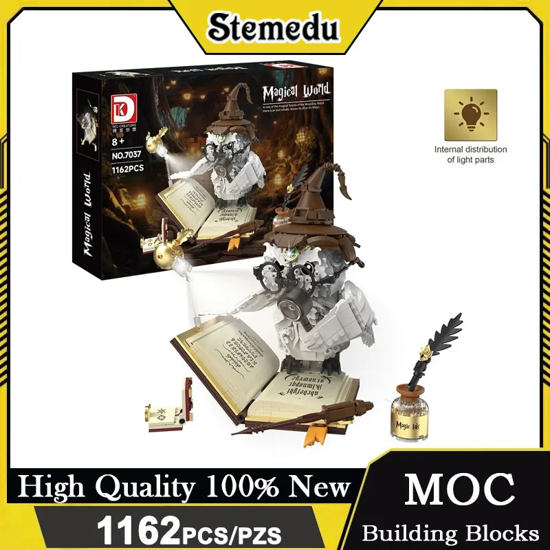 

1162 шт. MOC креативные совы, строительные блоки, модель животных, кирпичи, сборка игрушек «сделай сам», подробное украшение для рабочего стола, подарок для мальчиков