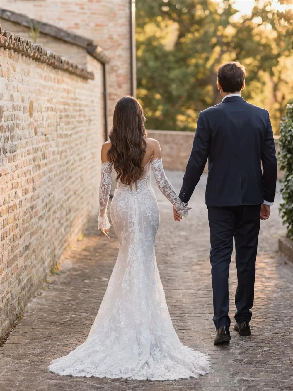 Tokyo personnalisé blanc hors de l'épaule robes de mariée manches détachables Court Train robes de mariée 2025 robes de mariée sirène