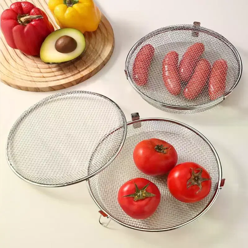 304 Edelstahl-Heißluftfritteusenkorb zum schnellen Ölabtropfen, rostfreier Abtropfkorb, sicherer, multifunktionaler Backkorb
