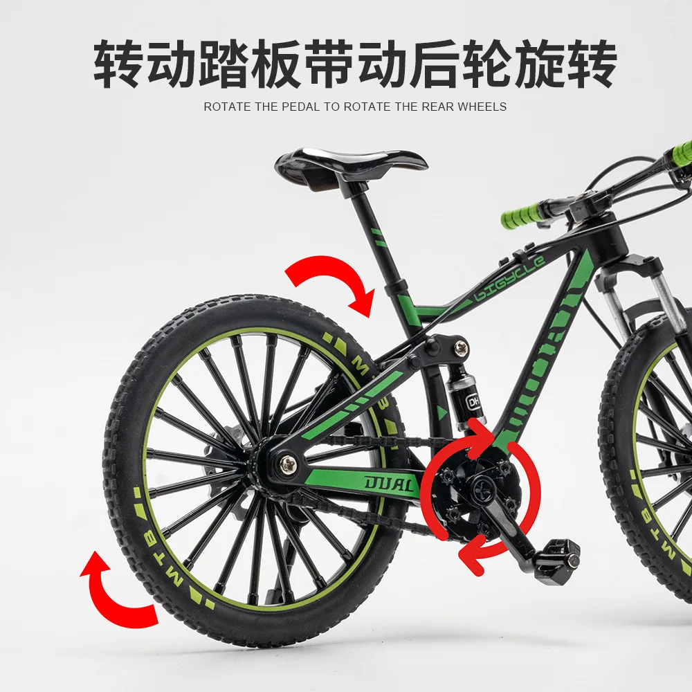 Modelo de bicicleta de montanha off-road escala 1:8, brinquedos em miniatura, liga fundida, absorção de choque, doodle, bicicletas de corrida de estrada, presentes para crianças