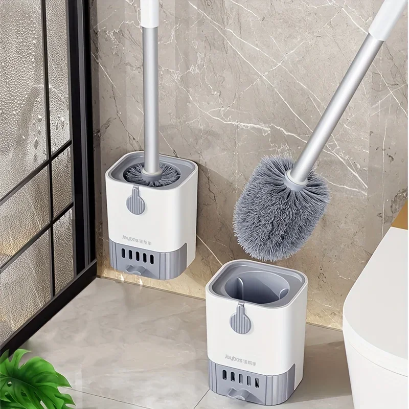 Toilet Brush Set With Holder, Wall Mounted Long Handle Toilet Brush Flexible Toilet Brush Bathroom Brush Cleaning Tools