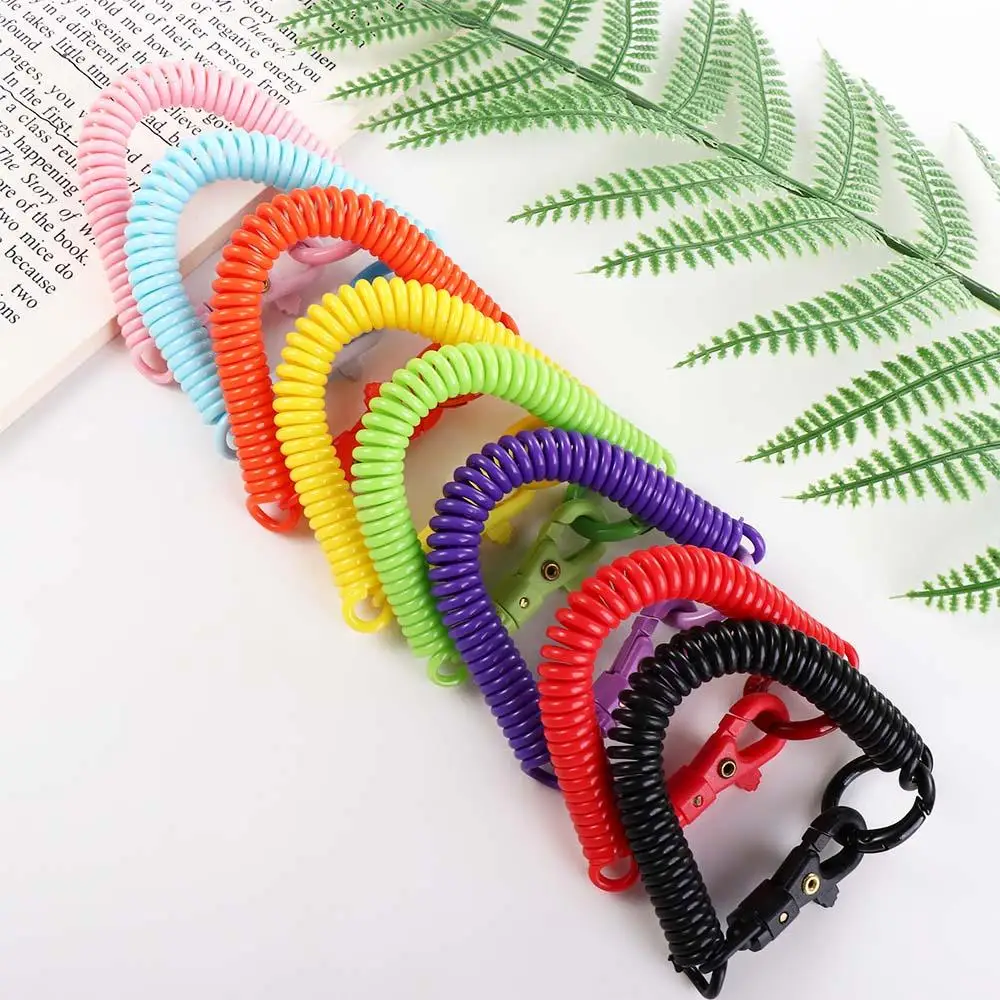 Coil Springs Keychain Stretchy Spiral Spring Coil Retractable Coil Springs Keychain With Metal Clasp Key Chain Holder Lanyard