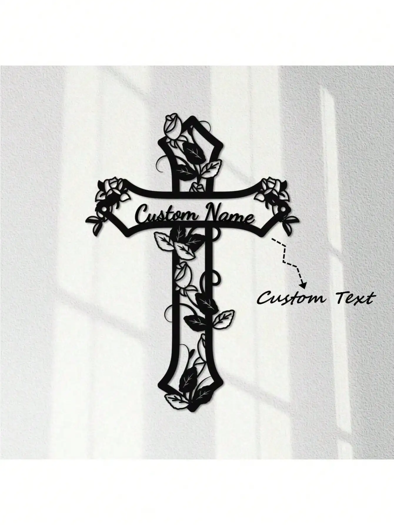 

Vintage Retro Metal Cross Wall Art Rose Home Decor Memorial Plaque Customizable Personalized Gift