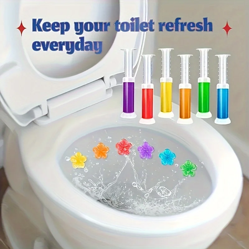 Floral Scent Toilet Gel Stamp - 6pcs, Long-Lasting Bathroom Deodorizer & Freshener, Ideal for Home, Hotel, and Commercial Use