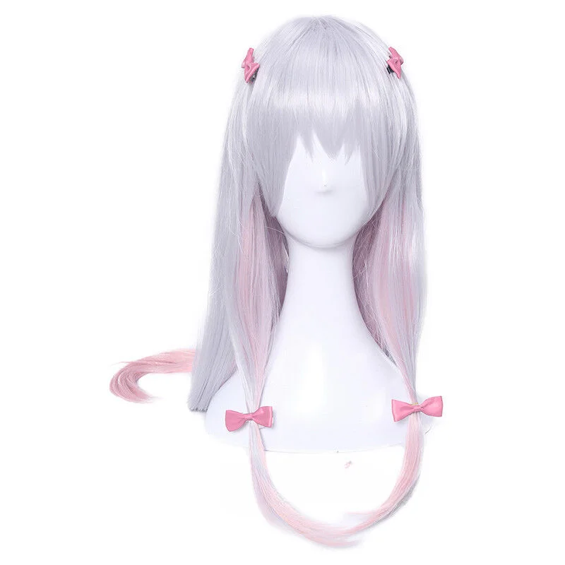 

Eromanga Sensei Izumi Sagiri Long Gray Mixed Pink Synthetic Wig