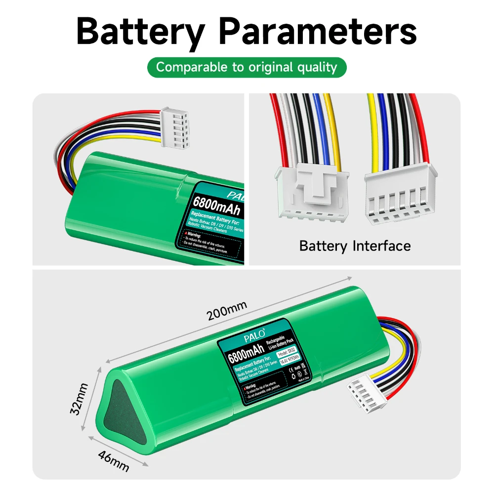 استبدال بطارية ليثيوم أيون ل Neato Botvac D8 D9 D10 14.4 فولت 6800 مللي أمبير ترقية بطاريات المكنسة الكهربائية لسلسلة Neato D8 D9 D10 #2