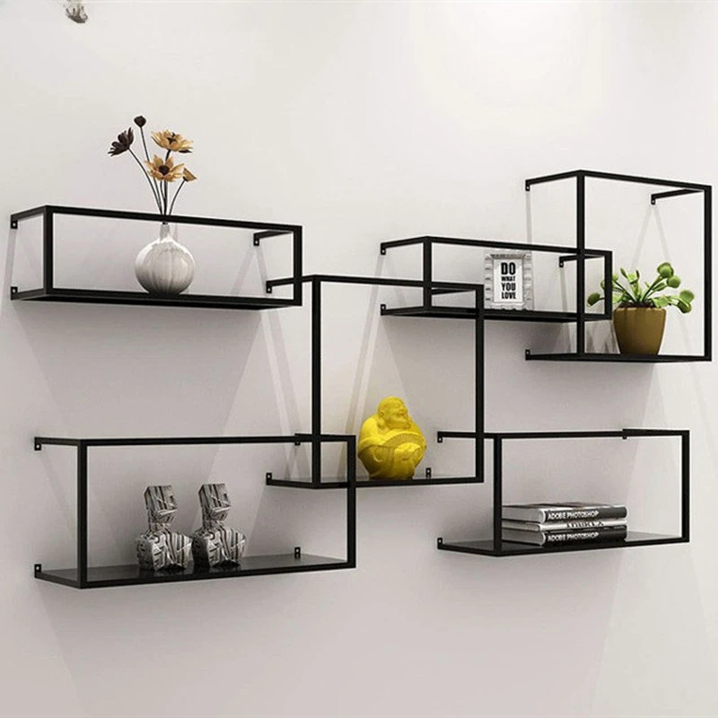 Wall Wrought Iron Shelf Home Storage Rack Living Room Shelf Background Wall Decoration Partition Potted Plant Frame Book Rack