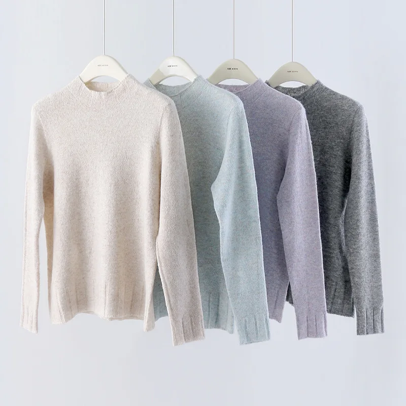 

Шерстяная рубашка с полуводолазкой, женский свитер для похудения, вязаный пуловер с длинными рукавами, приятная для кожи внутренняя одежда