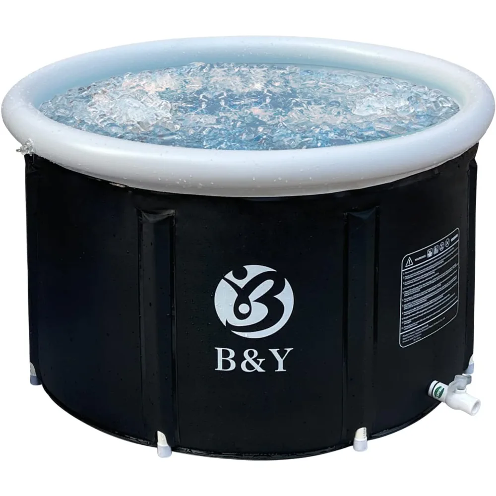 

Ледяная ванна B&Y, складная ванна для спортсменов, портативная ванна с холодной водой для терапии в домашнем спортзале на открытом воздухе (черный, 90 шт.)