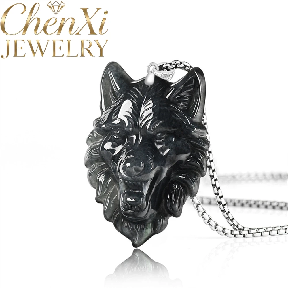 

Серебряный кулон S925 с натуральным бирманским черным жадеитом класса А в форме головы волка, в стиле хип-хоп, уникальное персонализированное модное популярное украшение