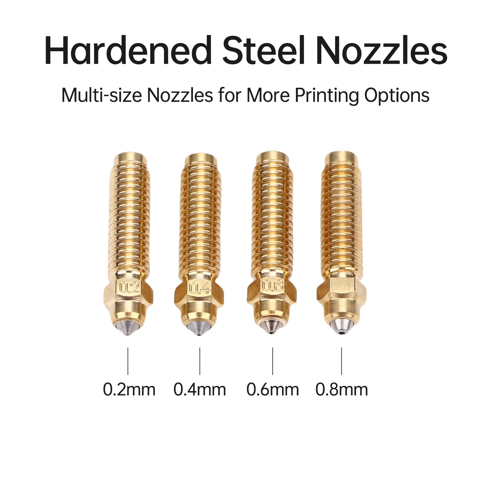 

4 шт., детали для 3D-принтера, насадка из закаленной углеродистой стали Centauri, износостойкая, высокая температура, 0,2 мм, 0,4 мм, 0,6 мм, 0,8 мм для нити