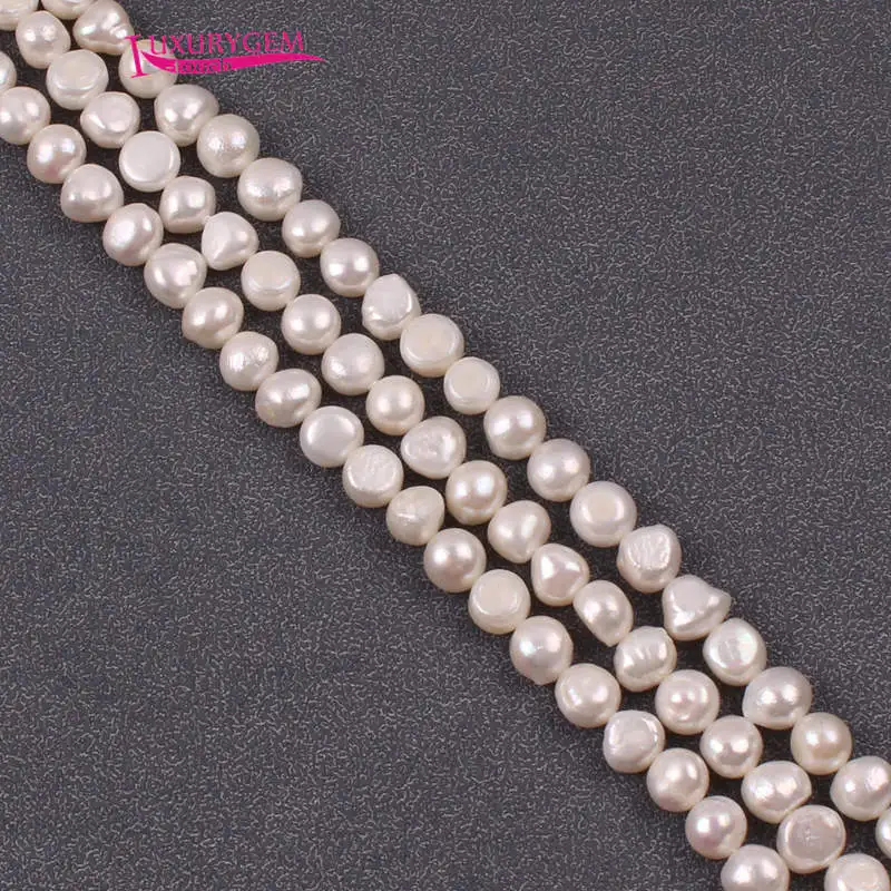 

9-10mm Natural White Color Freshwater Pearl Irregular Shape DIY Loose Beads Jewelry Accessory Making 35cm wa38