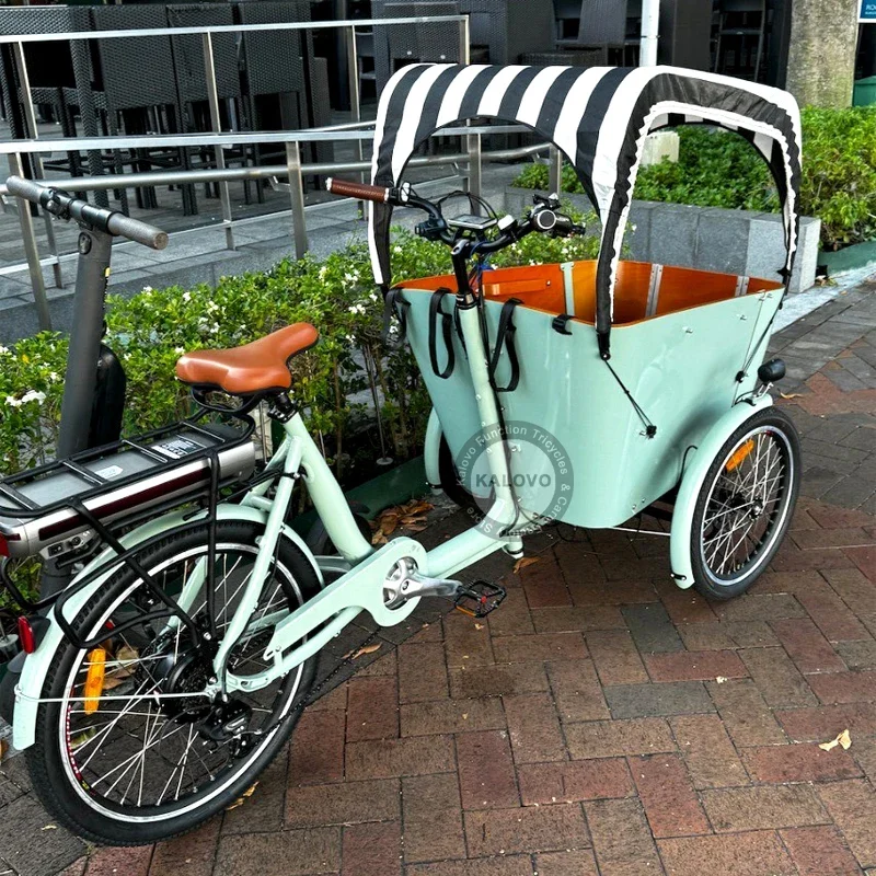 Battery Cargo Electric Bike Family Bikex Four Children Seat Tricycle Three Wheel Electric Cargo Kids Bike