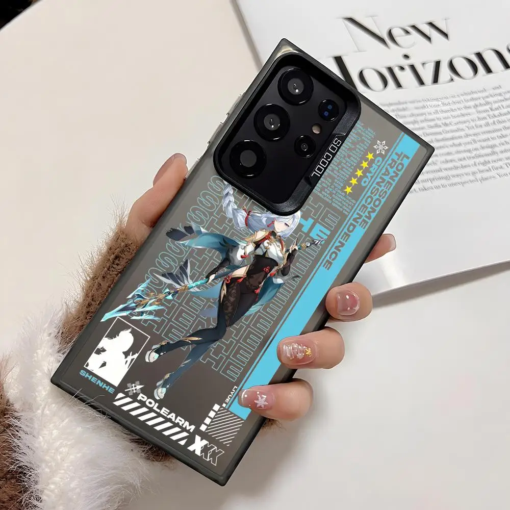 جينشين تأثير دور لطيف قضية الهاتف لسامسونج غالاكسي S25 حافة S24 S23 S22 S21 S20 الترا فوندا سيليكون غطاء فضي #2